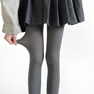 Grey Pantyhose Women's Slimming Leg Socks Vertical Stripe High Elastic Anti-Hook Silk Leggings Spring and Autumn Solid Color Japanese Milk White