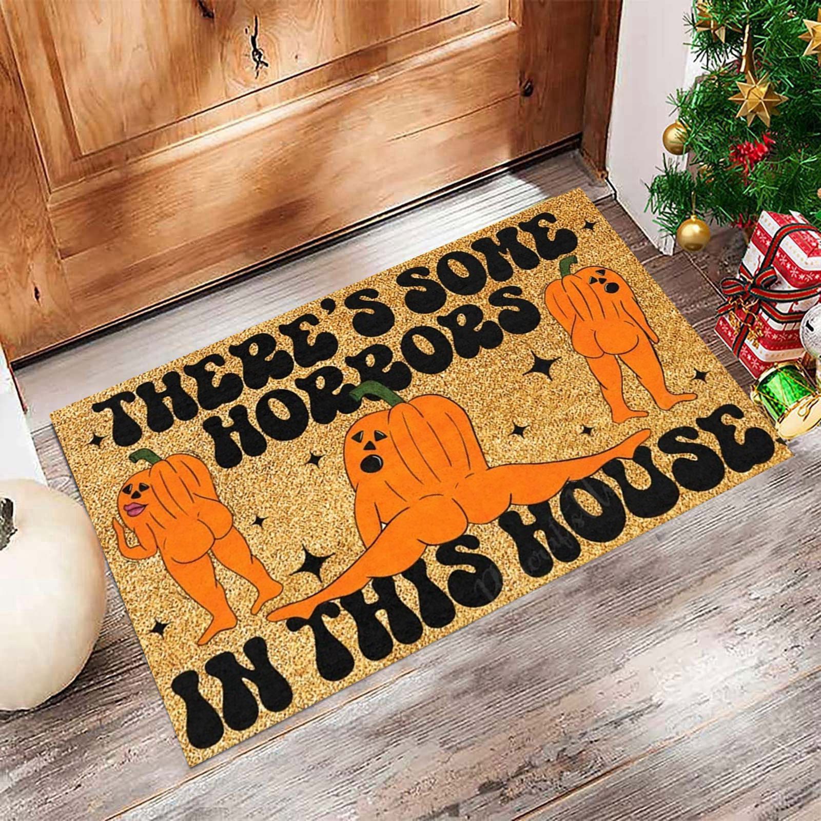 Creative Pumpkin funny floor mat family holiday atmosphere home stain-resistant door mat cute hallway floor mat in stock_voghion.com