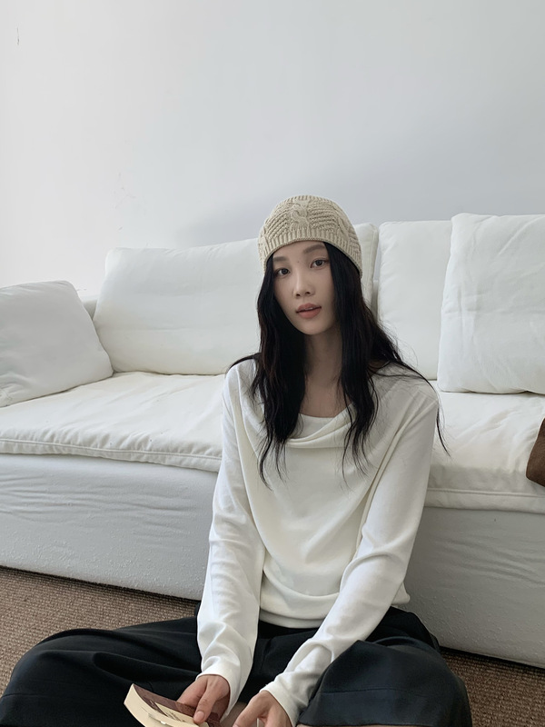 2025早秋韩版通勤风百搭荡领打底针织衫女新款十三行套头修身上衣|undefined