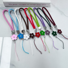 梅花四叶草尼龙手机挂绳 证件挂绳闪粉手腕挂绳 尼龙手机皮绳