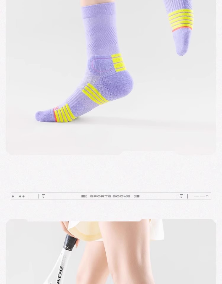 Women's Sports Socks Thickened Terry Cloth Sole For Marathon Military Training Badminton Tennis Basketball Spring Summer_desvips.com