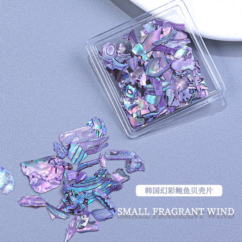 Decoraciones para uñas, piezas de concha de abulón iridiscente, decoraciones en caja, venta al por mayor, fragmentos de concha ultrafinos irregulares, decoración para uñas DIY