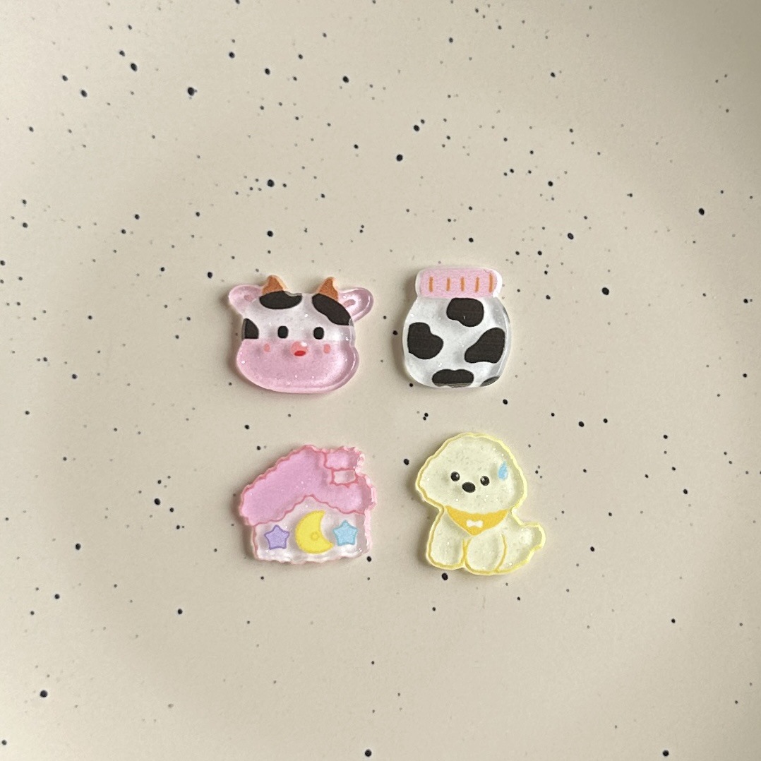 귀여운 목장 시리즈 크림 강아지 아크릴 액세서리 DIY 수제 휴대 전화 케이스 소재 가방 새로운 신발 꽃 보석