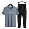 man Ice Cotton motion leisure time suit 2021 summer new pattern Short sleeved T-shirt men's wear 2118