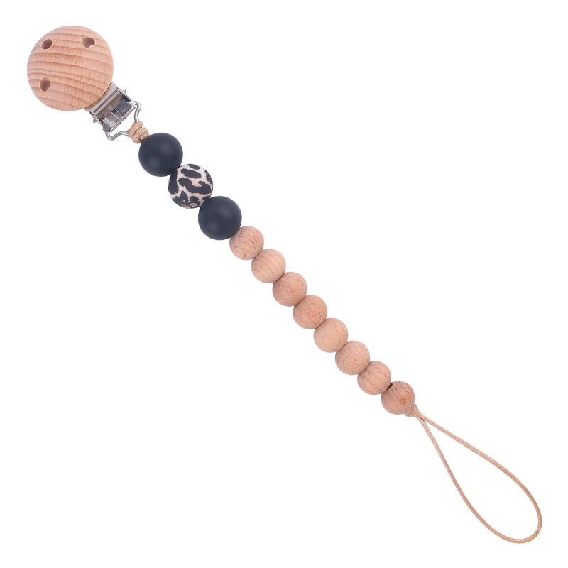 Nuevos suministros para bebés Beech chupete clip calmante bebé macaron cuentas impresas mordedura chupete cadena anti-caída de la cadena