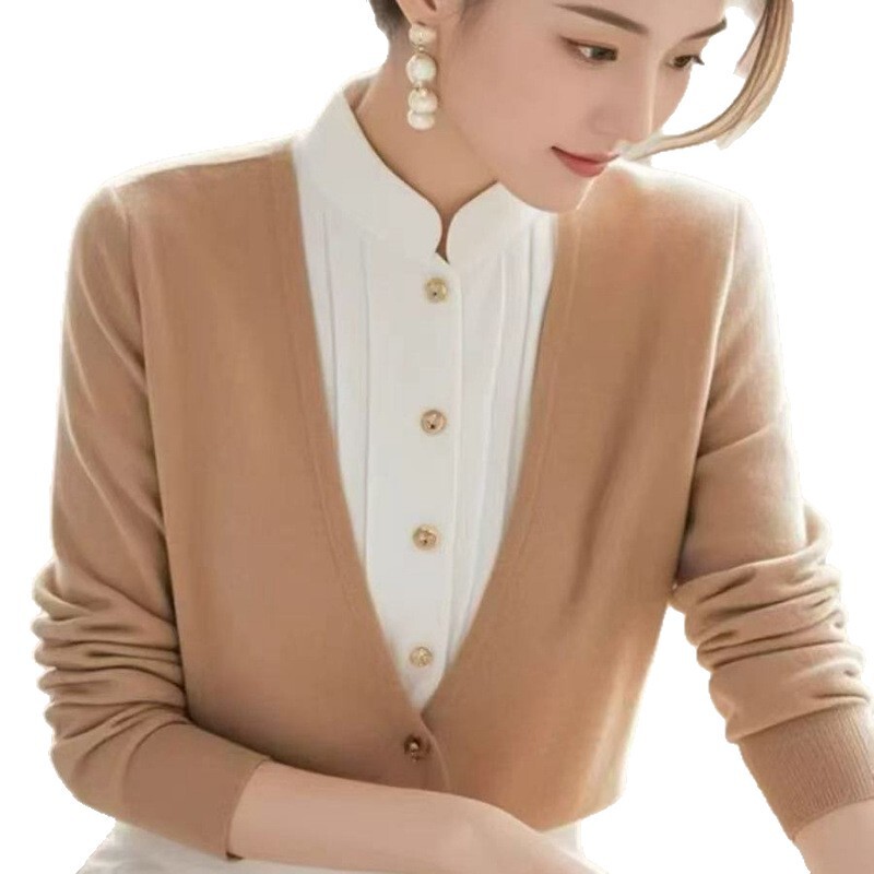 鸿3965慵懒小香风高级感假两件毛衣女新款独特超好看气质针织上衣|undefined