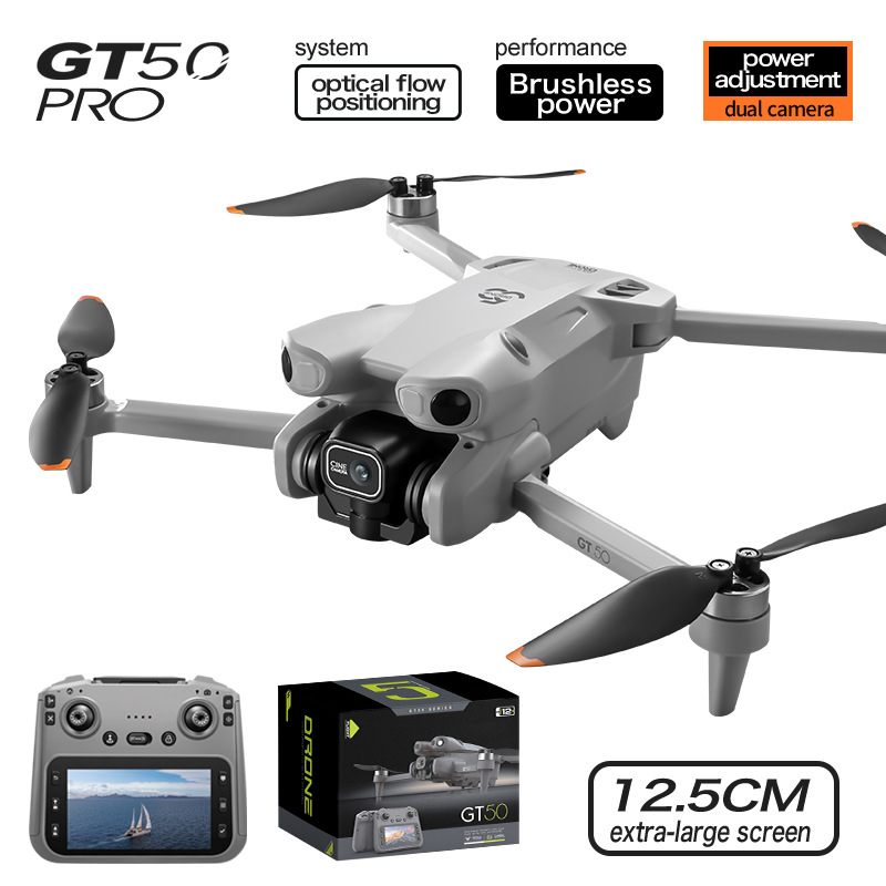 Transfronterizo GT50 UAV control remoto con pantalla de alta definición fotografía aérea sin escobillas evasión de obstáculos regulador eléctrico quadcopter avión de juguete