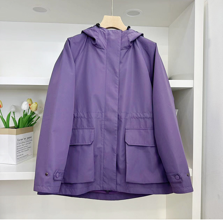 Outdoor Three-proof Windproof Waterproof Mountaineering Suit Purple Soft Shell Rushwork Hooded Work Coat Coat Women Autumn