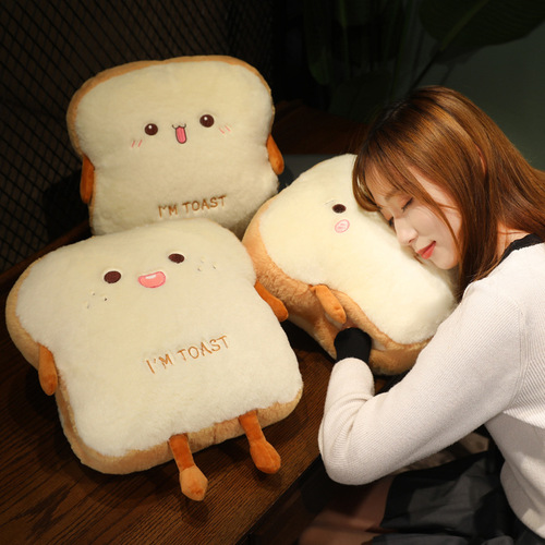Winter insertable pillow wholesale creative toast hand warmer student sleeping pillow nap plush hand warmer pillow