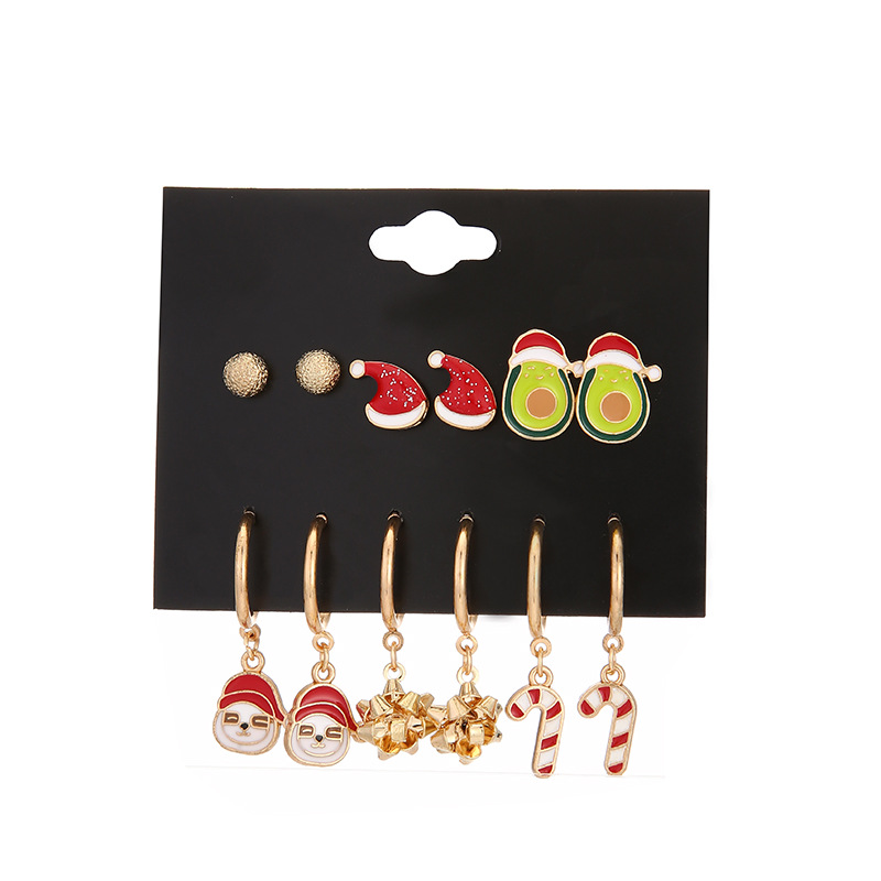 Cute Christmas Hat Alloy Enamel Plating Earrings Ear Studs 1 Set display picture 5