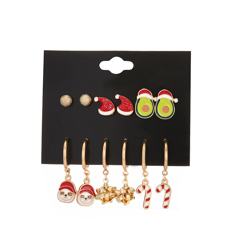Cute Christmas Hat Alloy Enamel Plating Earrings Ear Studs 1 Set