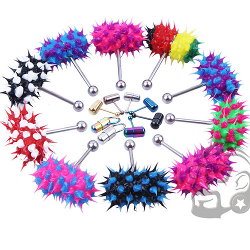 Wholesale stainless steel vibrating tongue nails, silicone titanium steel vibrating massage tongue nails, tongue rings, body piercing accessories