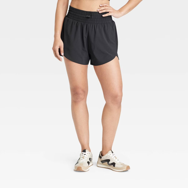 Cross-Border Amazon Women's Sports Running Shorts Quick-Dry Lightweight Fitness High-Waisted Drawstring Shorts with Zipper Pockets