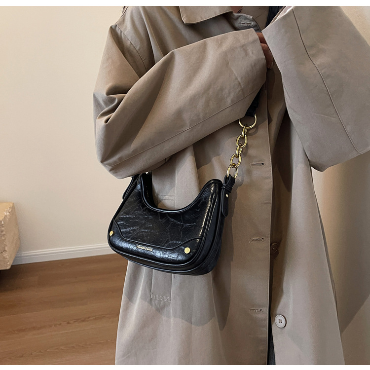 Stylish Crackle Pattern Women's Shoulder Bag With Chain Strap_voghion.com