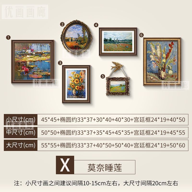 挂画美式复古装饰画客厅沙发背景墙中古小众艺术组合画家用画|undefined