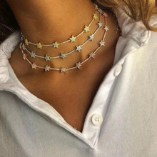 欧美时尚设计满天星镶钻项链女ins风颈链高级感百搭锁骨链批发