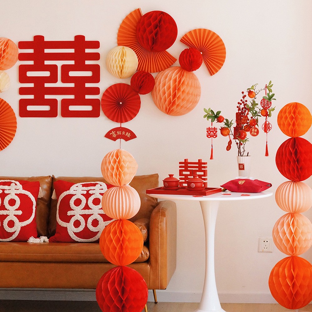 ins Xiaohongshu Honeycomb Ball Pillar Wedding Room Decoration Set Wedding Room Decoration Wedding Decoration Festive Supplies