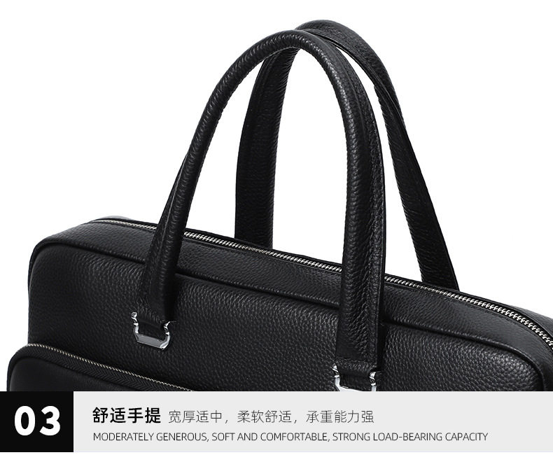 Túi xách tay nam da bò thật 39×9×29 cm đựng laptop 15 inch, túi công sở đeo chéo một vai — Màu đen chi tiết 19