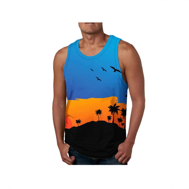 Cross-Border 2025 European and American Summer New Amazon Aliexpress Men's Vest Printed Casual T-Shirt 2 Cross-Border 2025 European and American Summer New Amazon Aliexpress Men's Vest Printed Casual T-Shirt 2