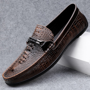 Live Broadcast Explosions Doug Shoes Men's Leather Cross-border High-end Soft Sole Slip-on Lazy Casual Leather Shoes Men's Driving Shoes
