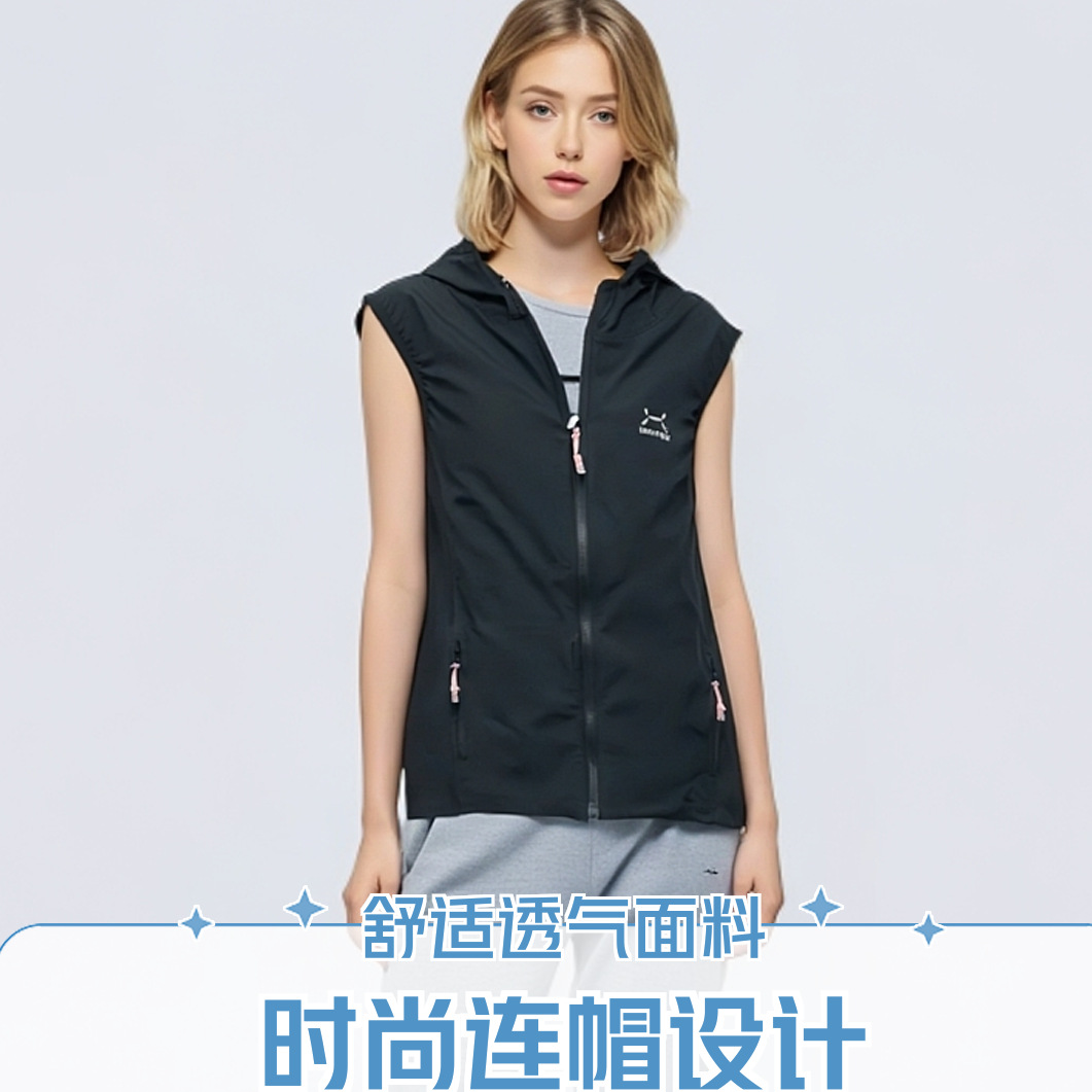 2025 Spring and Summer Women's Boutique Vest Lightweight Breathable Casual Hooded Waistcoat Women's Vest Simple Vest