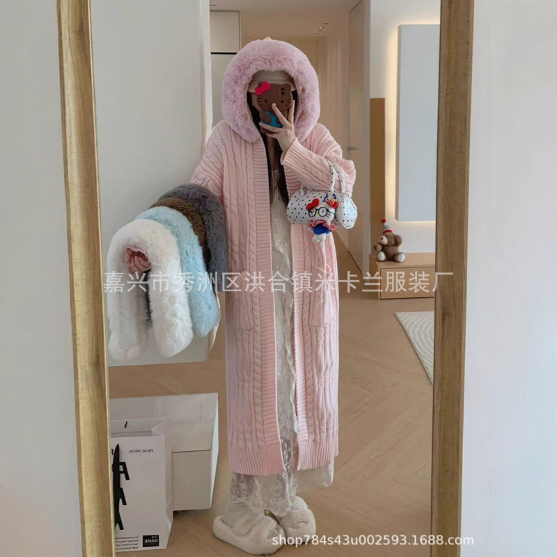 Real Fur Thickeneded Knitwear Splicing Women's Long Pullover Outwear Knitwear Fur 2025 Spring & Fall New Top Real Fur Thickeneded Knitwear Splicing Women's Long Pullover Outwear Knitwear Fur 2025 Spring & Fall New Top