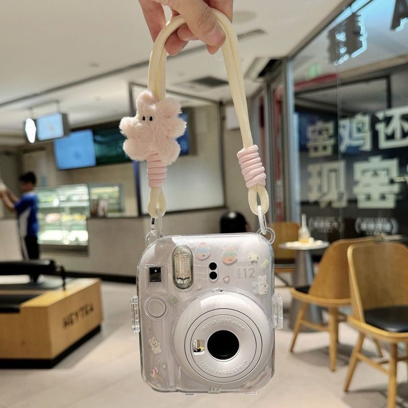 【mini12透明外壳】instax水晶壳拍立得硬壳相机保护壳壳子链条潮