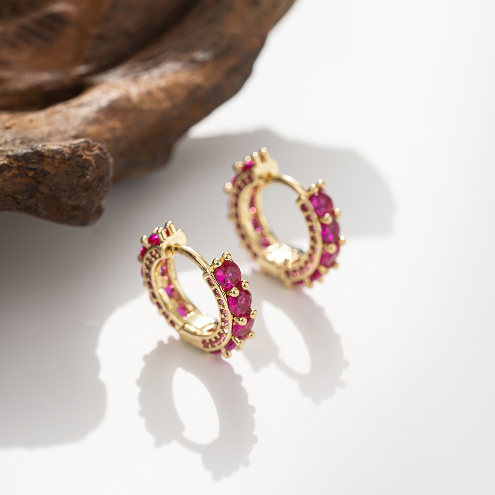 Daily Occasion 1 Pair Simple Style Geometric Copper Zircon Hoop Earrings