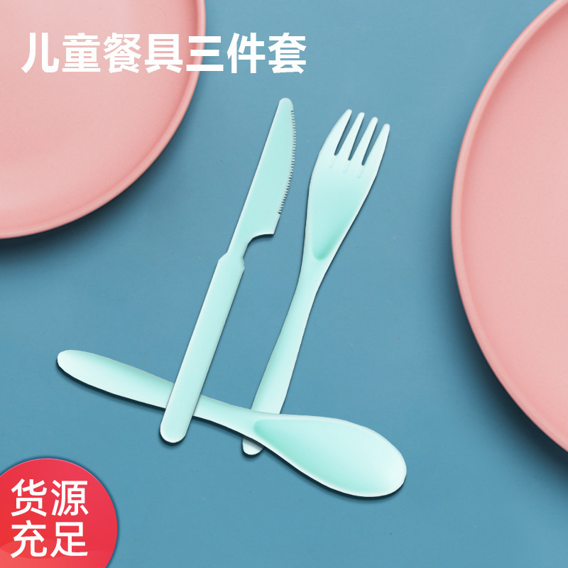 Outdoor Portable Plastic Tableware Set, Travel-Ready Knife, Fork and Spoon, Three-Piece Set of Kidsren's Tableware, Reusable