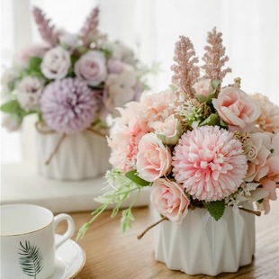 Artificial Flower Plant Floriculture Small Potted Plant Indoor Home Decoration Set Living Room Desk Decoration Fake Flower Dried Flower bouquet