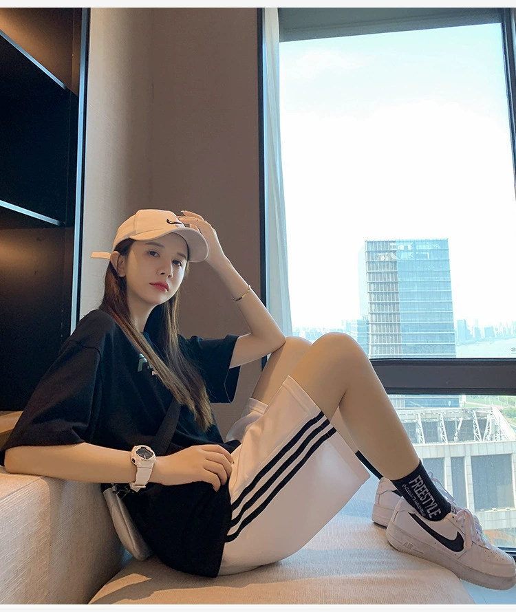 Шорты для отдыха свободного прямого кроя, Oversize, с три полосами