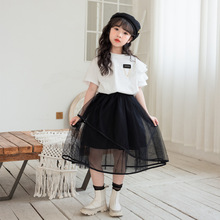 夏季女童半身裙套装2023韩版小女孩短袖T恤+蓬蓬裙两件套大童女装