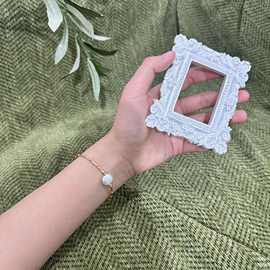 【直播专供】9-10mm天然淡水纽扣珍珠手链沙漠金简约手链