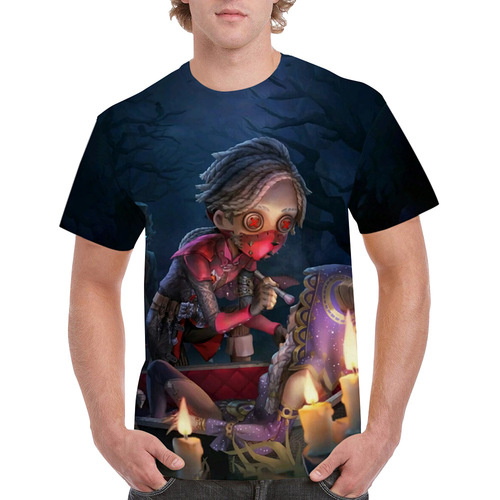 Halloween new men's fashion digital-print T-shirt—unisex, for teens and men, short-sleeved T-shirt.