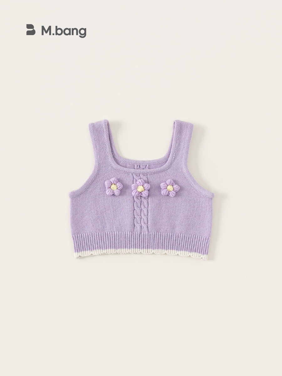 Youbao Ropa para niños Chaleco de punto para niñas 2025 Primavera Nuevo estilo Camisola para niños Chaleco de flores de estilo occidental Chaleco