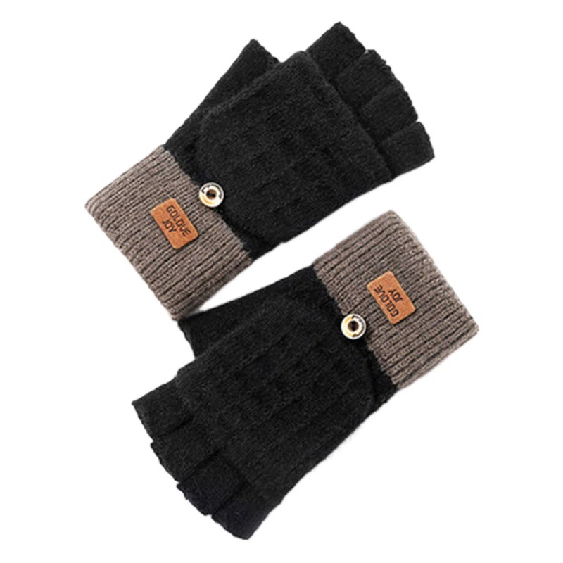 Перекрестные перчатки с откидной крышкой до половины пальца в Корейском стиле, зимние женские милые на флисовой подкладке, теплые шерстяные вязаные перчатки с защитой от холода, осенне-зимние ожидаемые пальцы
