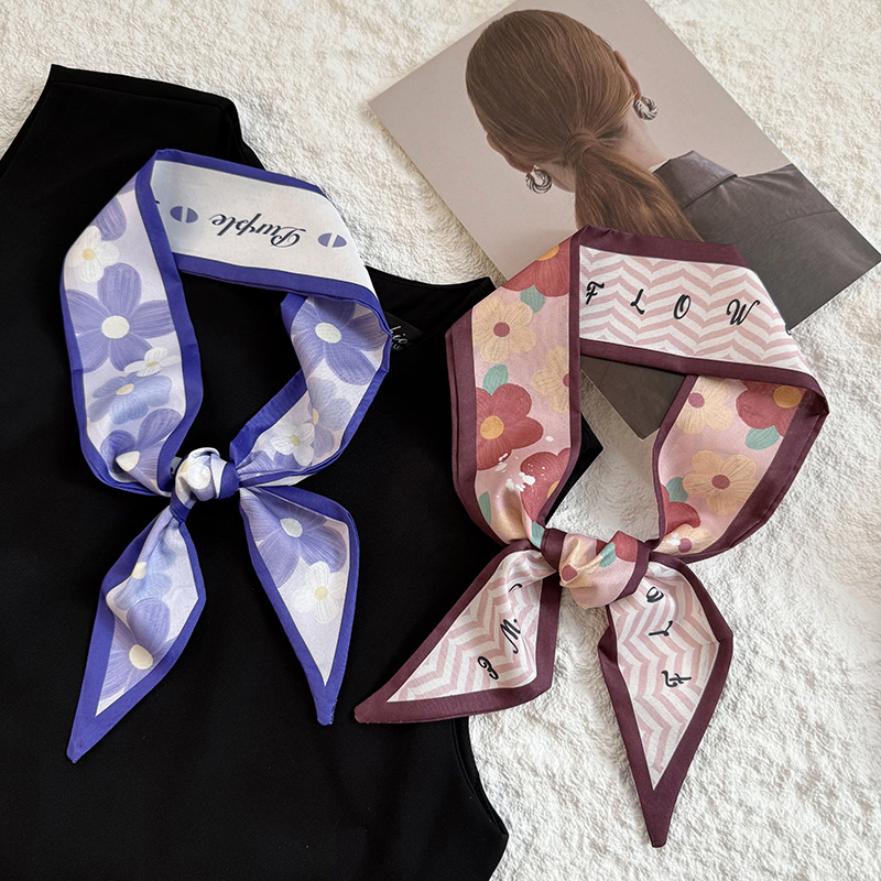 Bufanda de seda, tira larga, sensación de alta gama, nueva caja de regalo fresca pequeña, cinta decorativa, bolsa atada, cabello atado, bufanda de seda, bufanda, cinturón multiusos