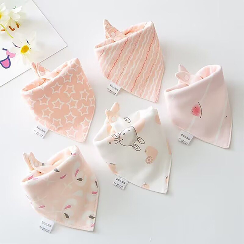 Baby Saliva Towel, Male and Female Baby Triangle Towel, Cotton Waterproof Bib, Newborn Super Soft Double Snap Bib Scarf