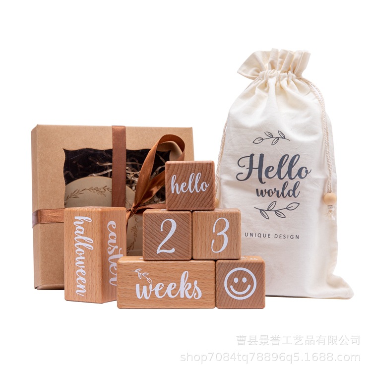 Memorial milestone wooden block milestone age block setting is baby…