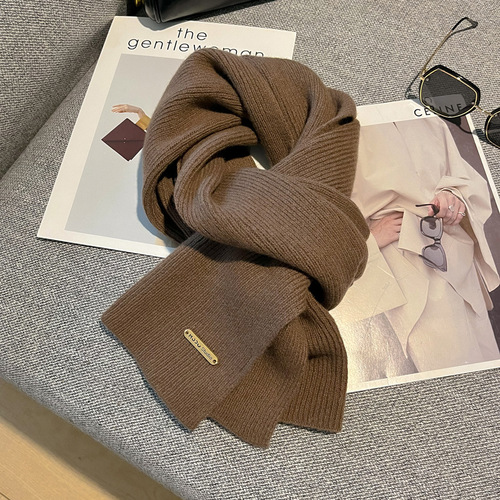 Time-warming word-of-mouth model!  100% pure wool knitted scarf for women couple versatile solid color scarf winter for men