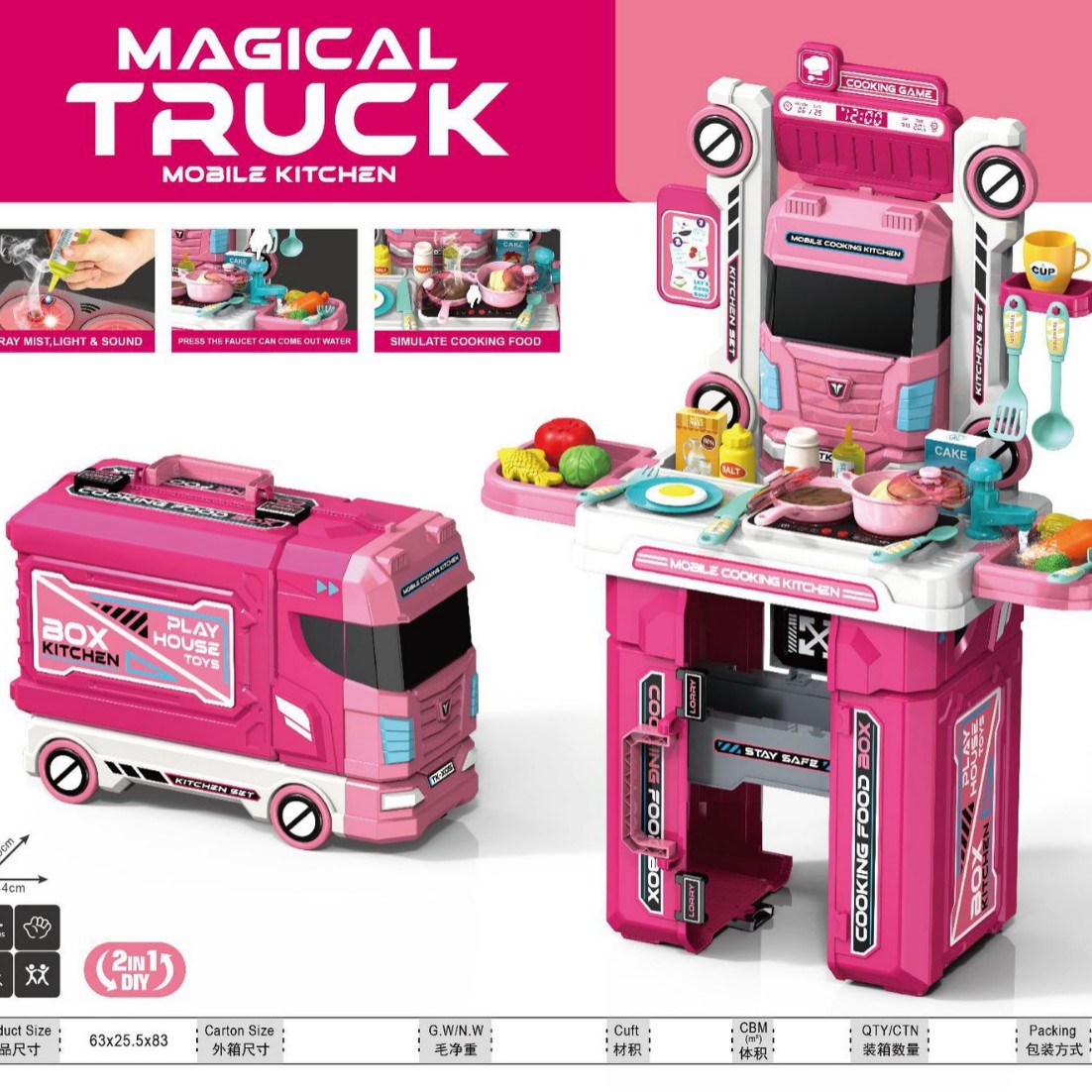 Simulación de pulverización transfronteriza infantil cocina cubiertos set de parrilla herramientas de mesa de supermercado hogar camión juguetes médicos