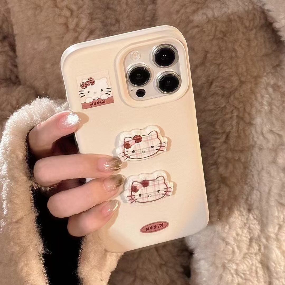 Girl ins tridimensional a cuadros kt para iphone15/16ProMax funda para teléfono 13 Apple 14 lindo 16 suave