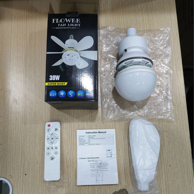 クロスボーダー新 E27 ネジ家庭用サイレント小型ファンライトスマートシーリングファンライトレストラン寝室ファンライト|undefined