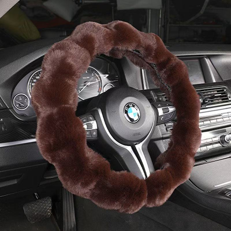 Amazon Cross-Border Labeling Bubble Plush Cartoon Car Sports Steering Wheel Non-Slip Short Hair Winter Warm Handle Cover