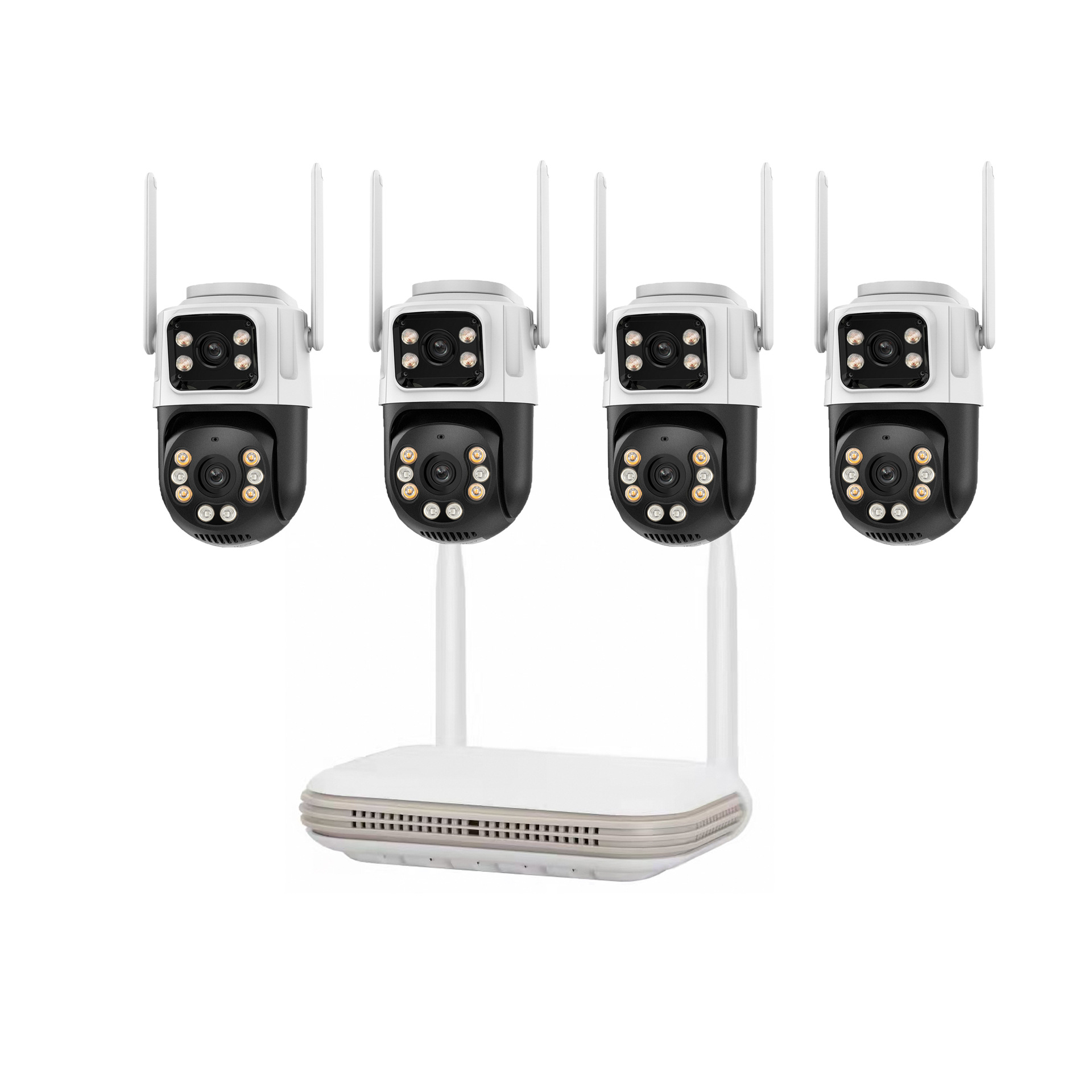 CCTV监控系统wifi带屏双目球机监控摄像头套装摄像头小体积录像机