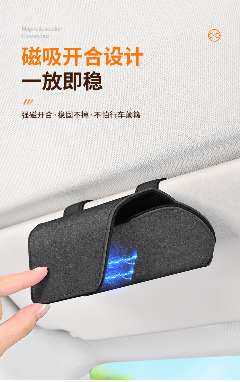 Car Magnetic Glasses Holder, Portable Multifunctional Sun Visor Sunglasses Holder Storage Box