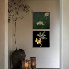 清竹逢春轻法式中古风客厅装饰画禅意玄关挂画复古餐厅沙发墙壁画