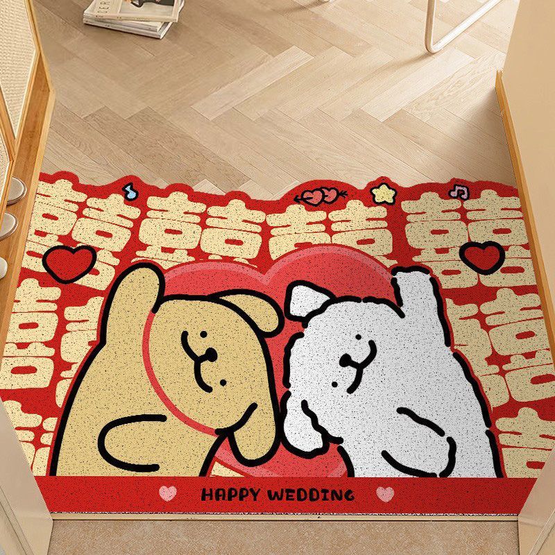 Festive Red Door Mats Wholesale Dropshipping Wire Loop Floor Mats Stain-Resistant and Easy to Care for Wedding Entrance Door Entrance Mats
