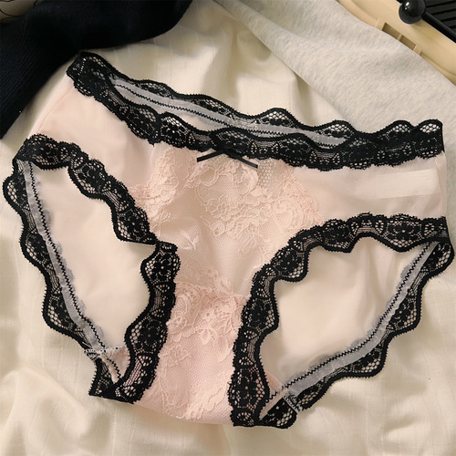 Fashionable little tricks~ Sexy lace underwear with mesh and breathable design for young girls, delicate butterfly ties, skin-friendly low-rise triangle pants