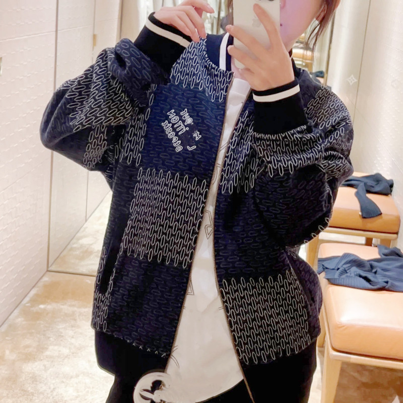 Ceiling Original Standard Lujia Xiaohongshu Internet Celebrity Checkerboard Cardigan Zipper Knitwear Sweater Jacket for Men and Women